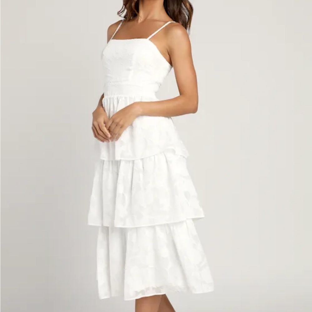 Lulus Chic White Layered Midi Dress